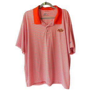 OKLAHOMA STATE COWBOYS RUSSELL Athletic Polo‎ Orange White Striped Size 2XL